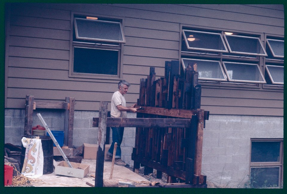 Bill Lankton Making decorative wall 1977